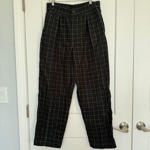 Madewell Corduroy Pull-On Tapered Pleated Plaid Checkered Pants - M